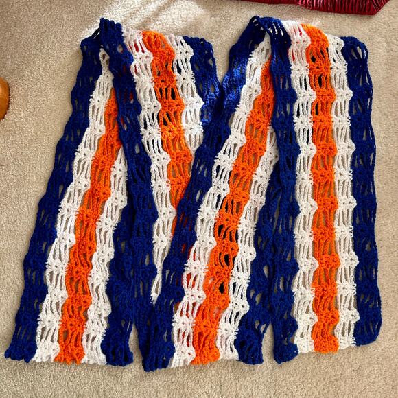 NEW Handmade Crocheted Scarf in University of Virginia Colors - Picture 1 of 11